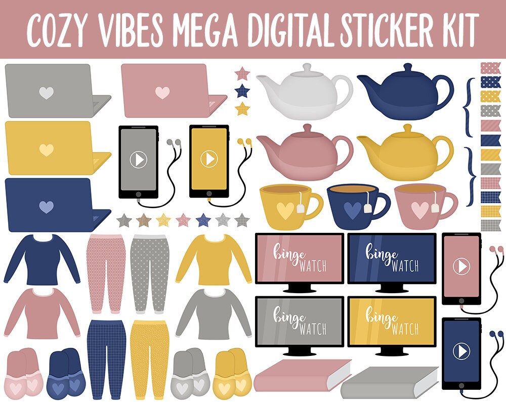 Cozy Vibes Digital Planner Sticker Mega Kit | GoodNotes, iPad and Android | Autumn, October, Self-Care, Hygge, Home