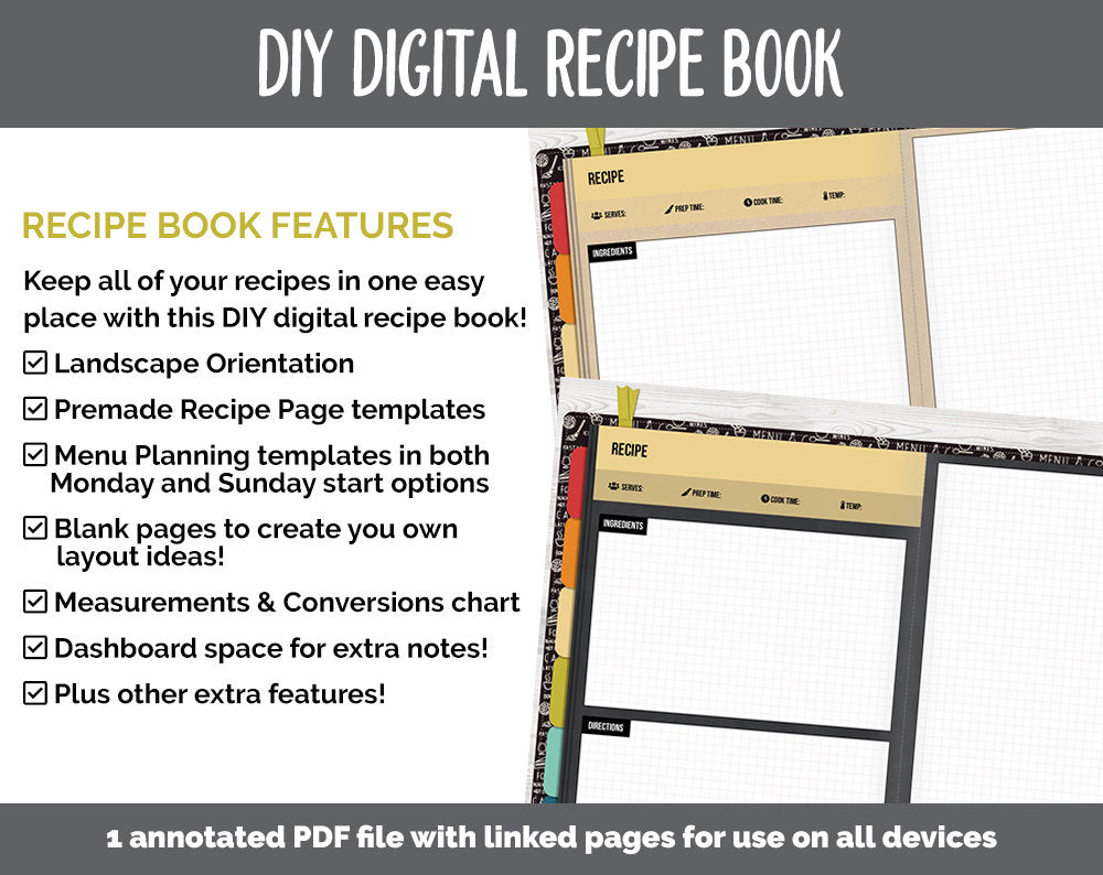 DIY Digital Recipe Book | Goodnotes, iPad & Android | Recipes, Meal Planning