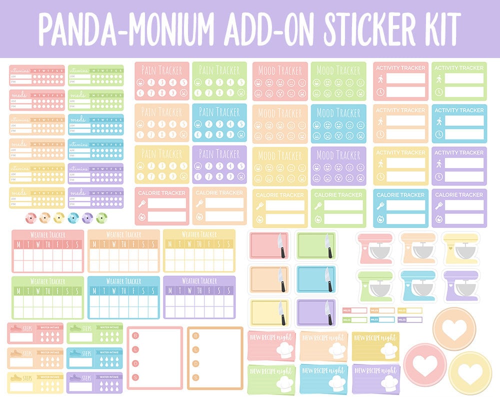 Panda-monium Add-On Digital Planner Stickers | GoodNotes, iPad and Android | Pandas,Trackers, Meal Planning, Fitness