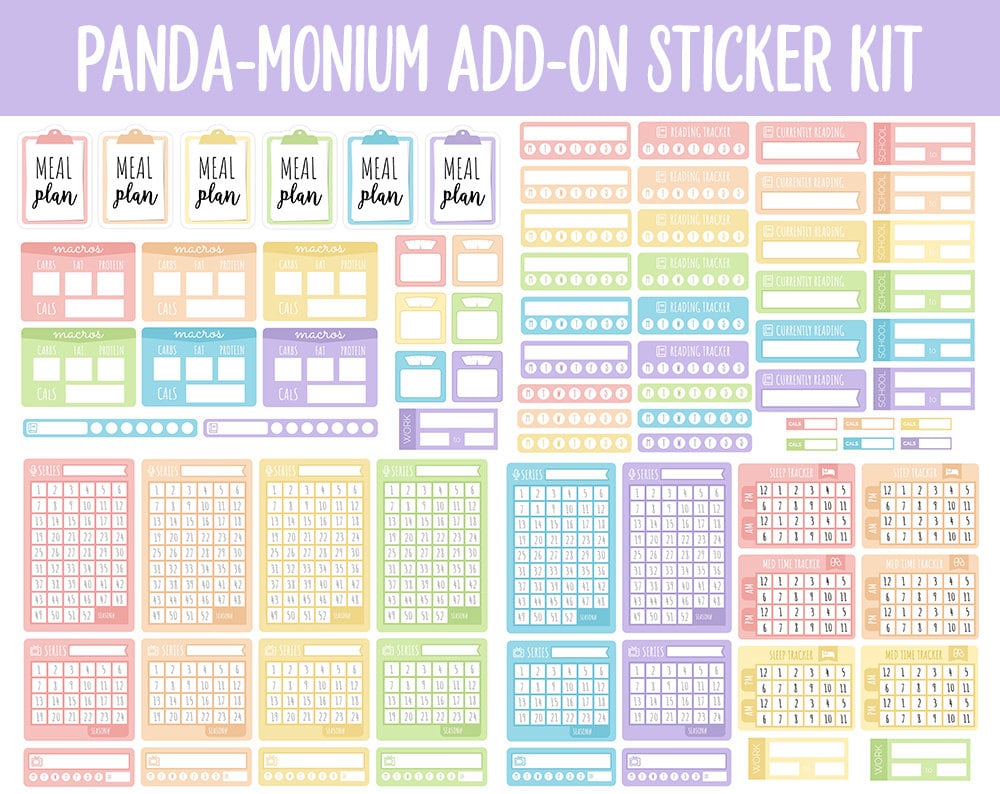 Panda-monium Add-On Digital Planner Stickers | GoodNotes, iPad and Android | Pandas,Trackers, Meal Planning, Fitness