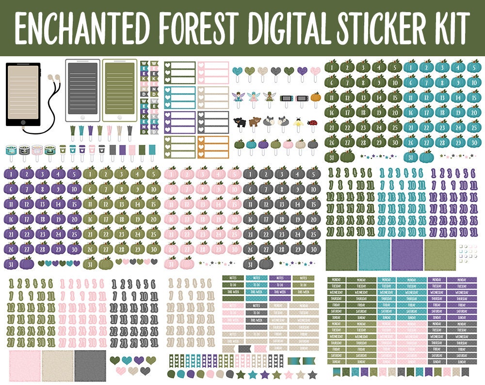 Enchanted Forest Digital Sticker Mega Bundle | GoodNotes & iPad | Fall, September, Fairies, Magical, Woodland