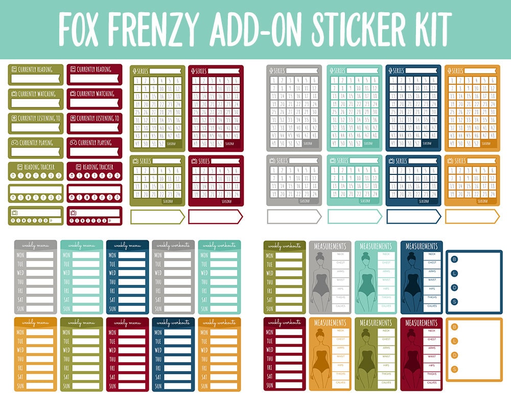 Fox Frenzy Add-On Digital Stickers | GoodNotes & iPad | Fall, Trackers, Budget, Fitness, Health, Habits
