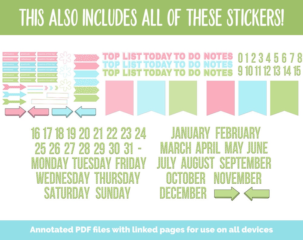 31 Day Digital Journal + Sticker Bundle | Jolly Theme