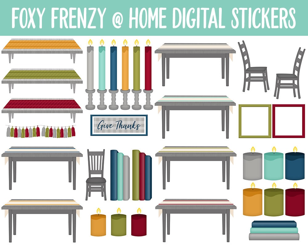Fox Frenzy at Home Digital Stickers | GoodNotes & iPad | Thanksgiving, Cozy, Furniture, Fall, Autumn