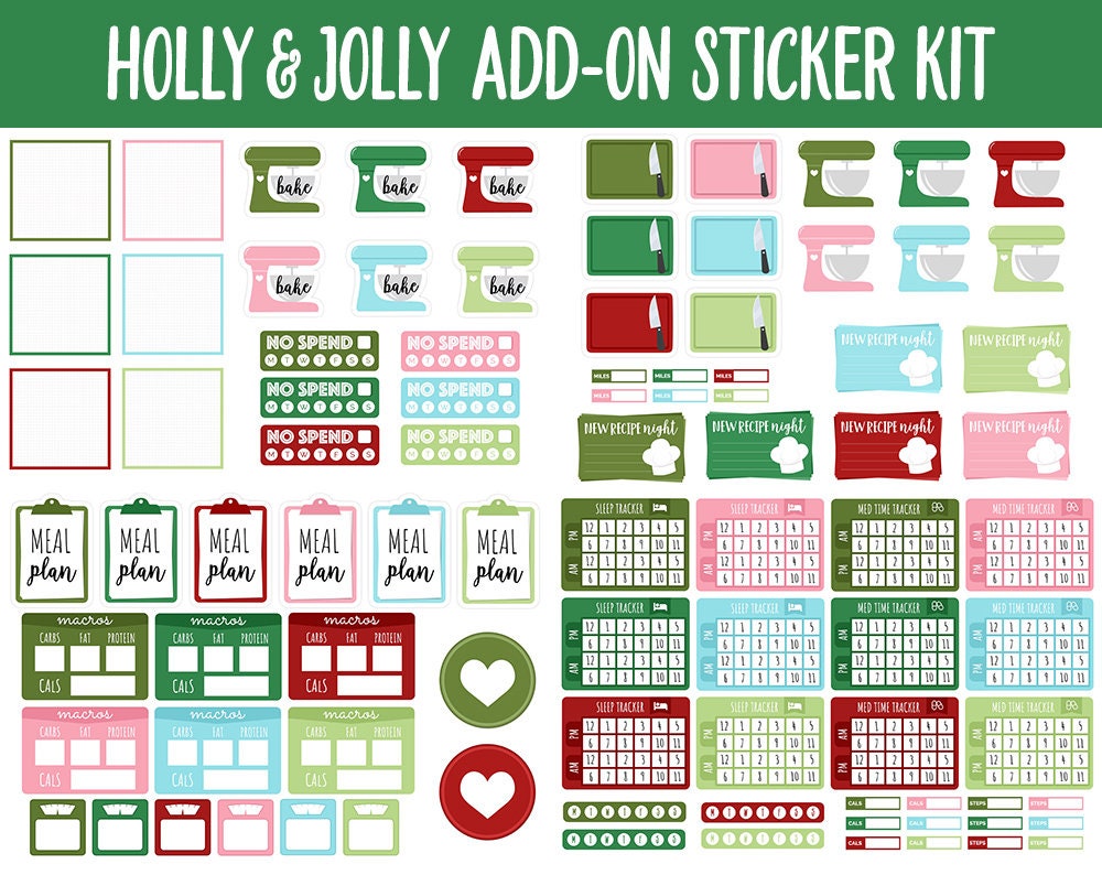 Holly & Jolly Add-On Digital Stickers | GoodNotes | iPad and Android | Winter, Christmas, Trackers, Budget, Fitness, Health, Habits
