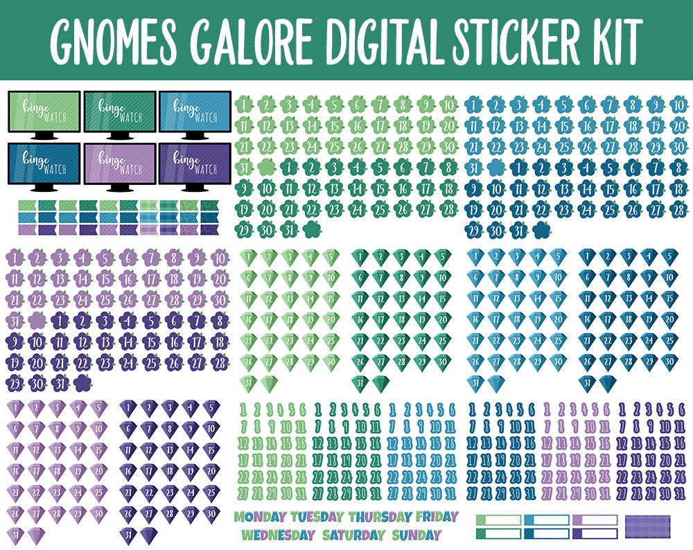 Gnomes Galore Digital Sticker Mega Bundle | GoodNotes & iPad | March, Spring, Garden, Kawaii, Adulting, Moods, Tasks