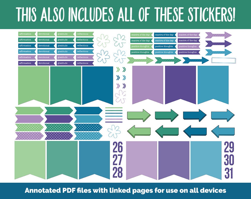 31 Day Digital Journal + Sticker Bundle | Jeweled Theme