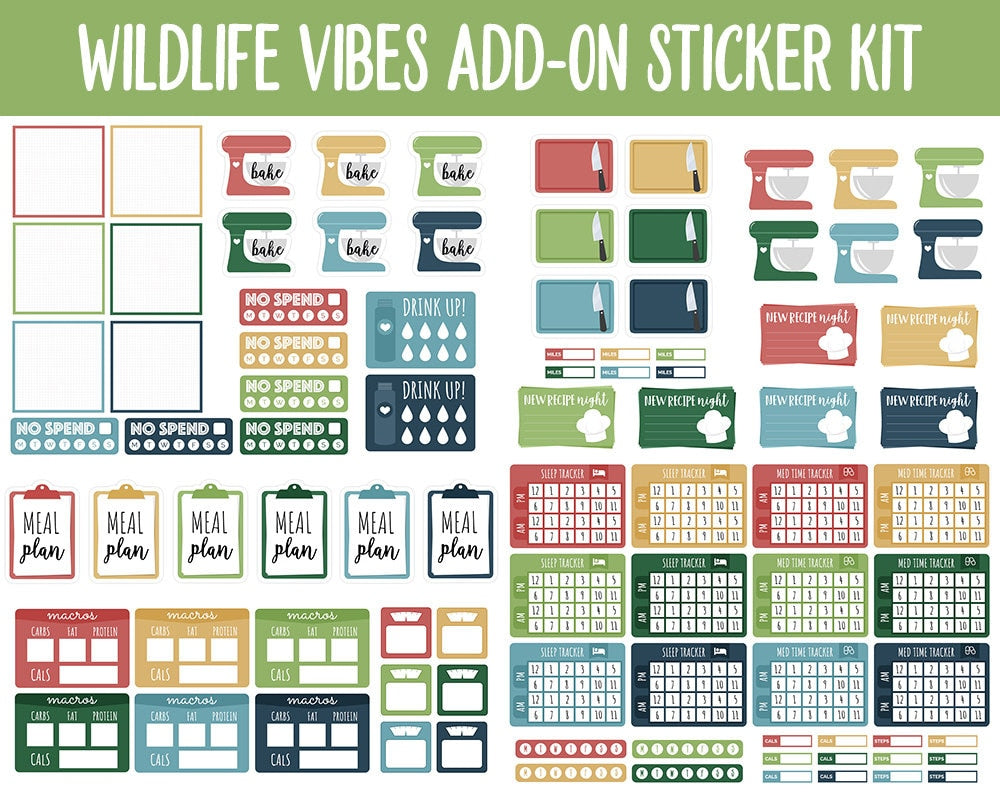 Wildlife Vibes Add-On Digital Stickers | GoodNotes & iPad | Trackers, Budget, Fitness, Health, Habits