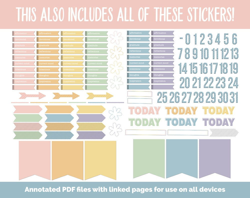 31 Day Digital Journal + Sticker Bundle | Boho Theme