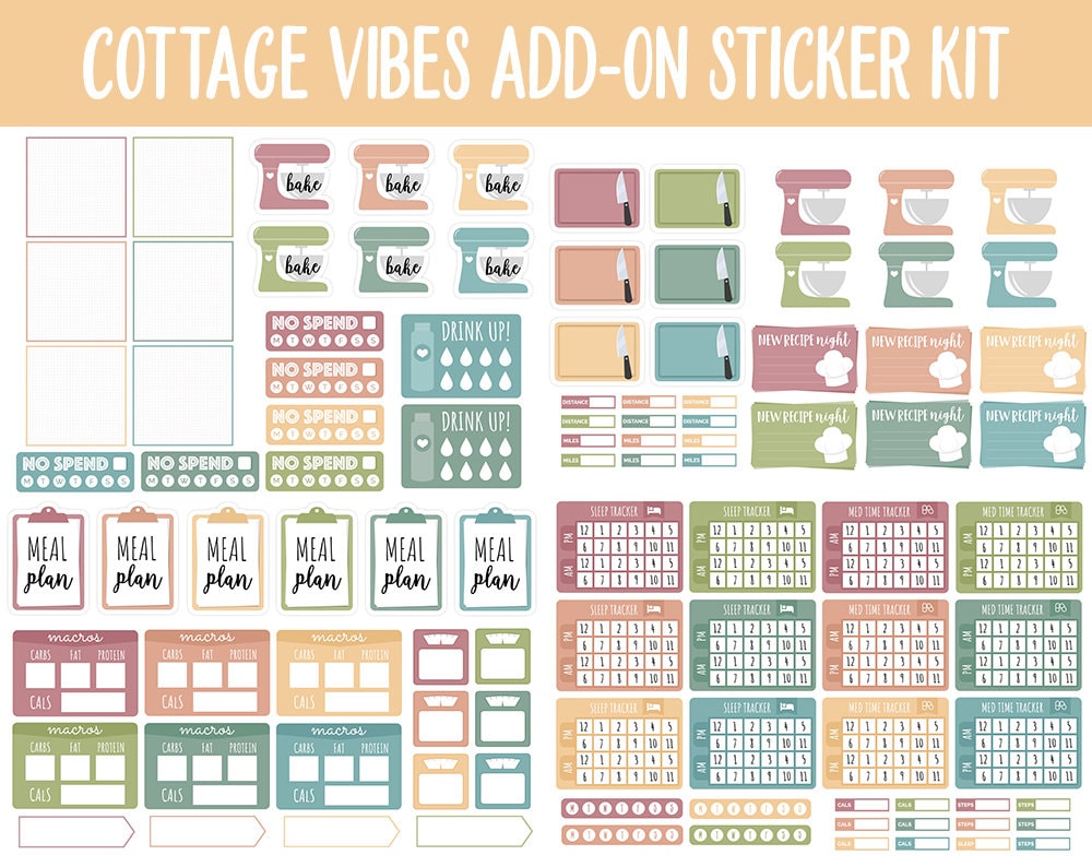Cottage Vibes Add-On Digital Stickers | GoodNotes & iPad | Trackers, Budget, Fitness, Health, Habits