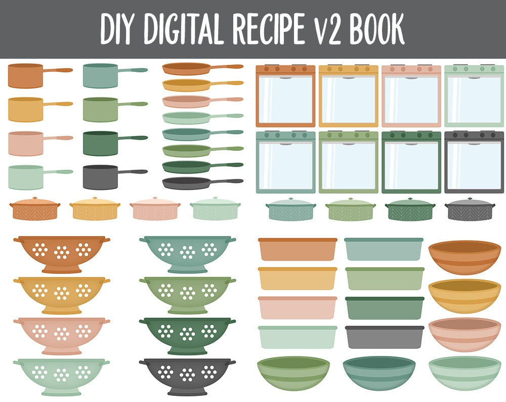 UPDATED! DIY Digital Recipe Book v2 + Sticker Set | Goodnotes, iPad & Android | Recipes, Meal Planning