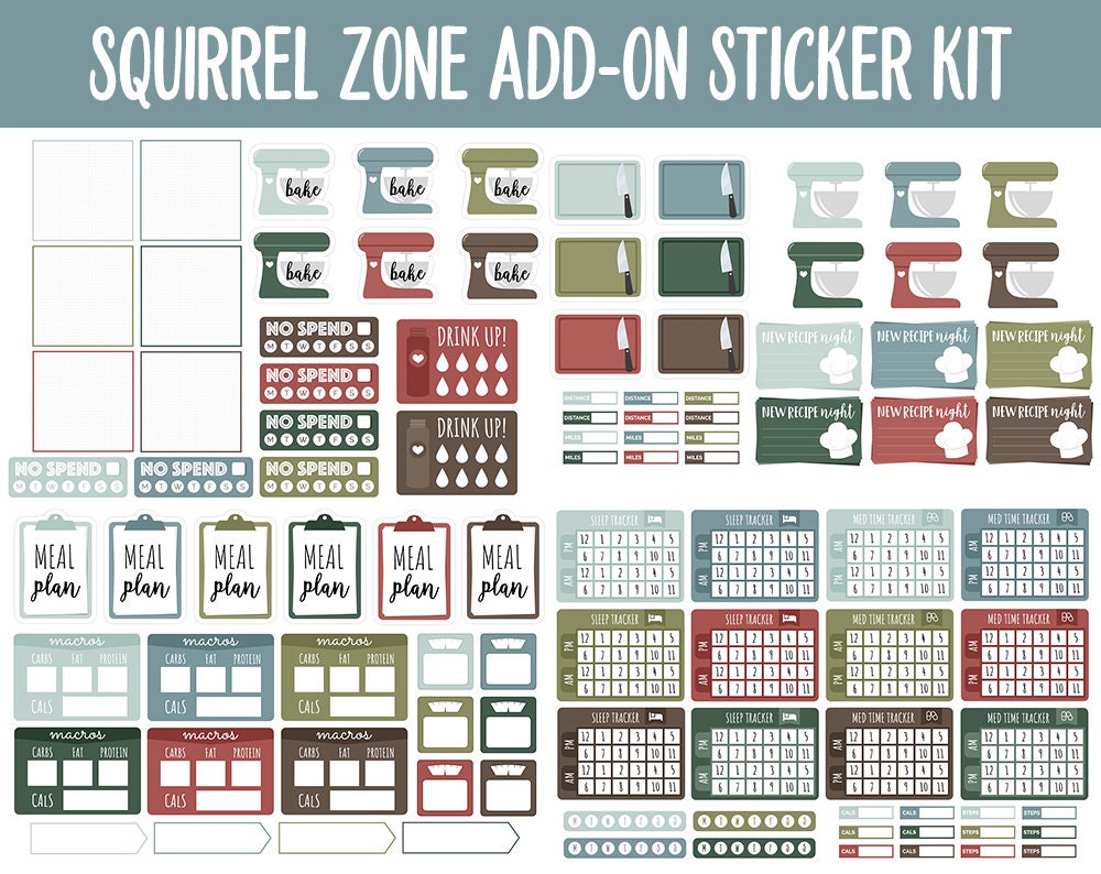 Squirrel Zone Add-On Digital Stickers | GoodNotes & iPad | Trackers, Budget, Fitness, Health, Habits
