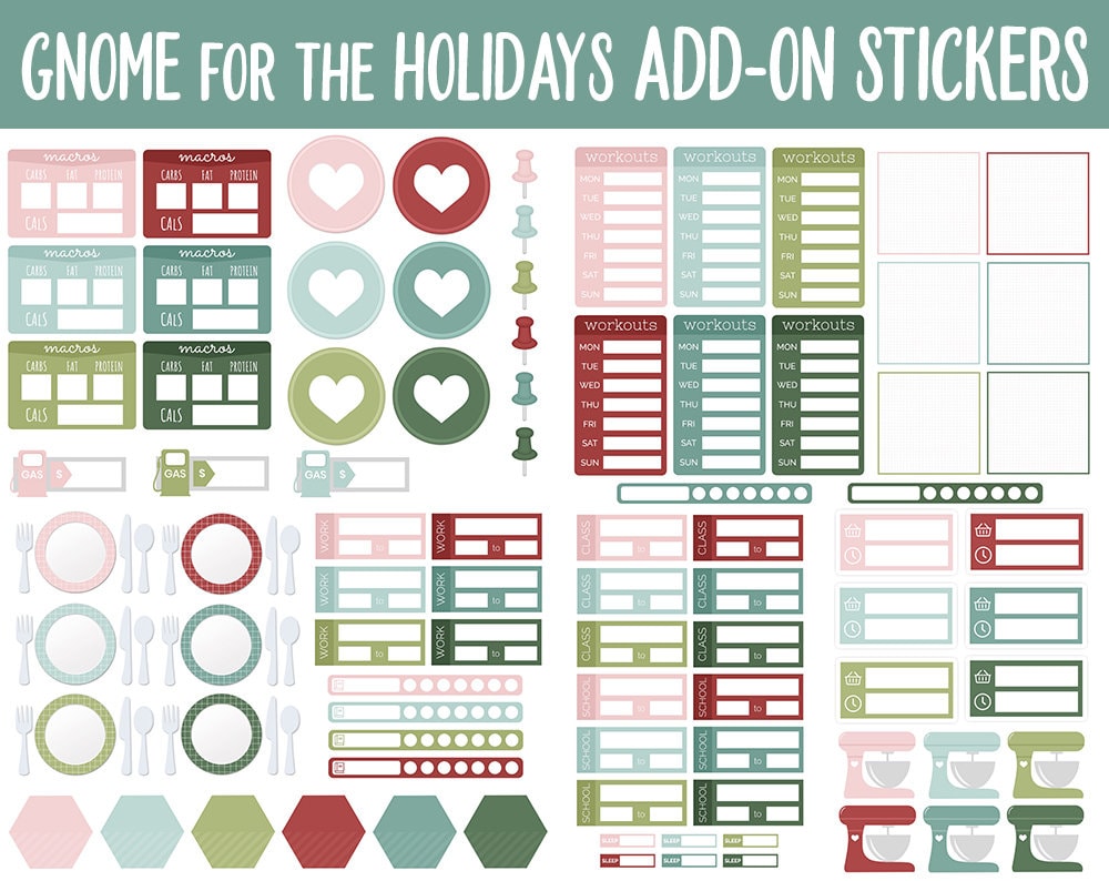 Gnome for the Holidays Add-On Digital Stickers | GoodNotes & iPad | Trackers, Budget, Fitness, Health, Habits