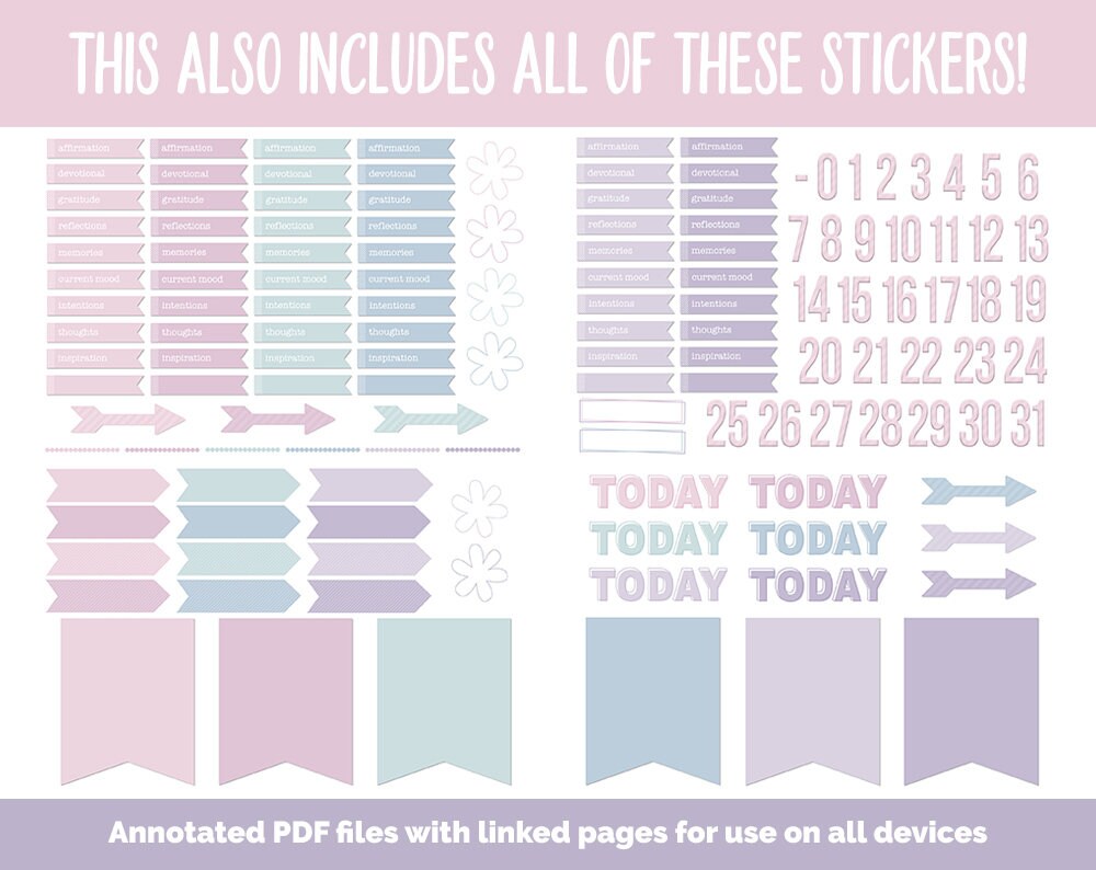 31 Day Digital Journal + Sticker Bundle | Amore Theme