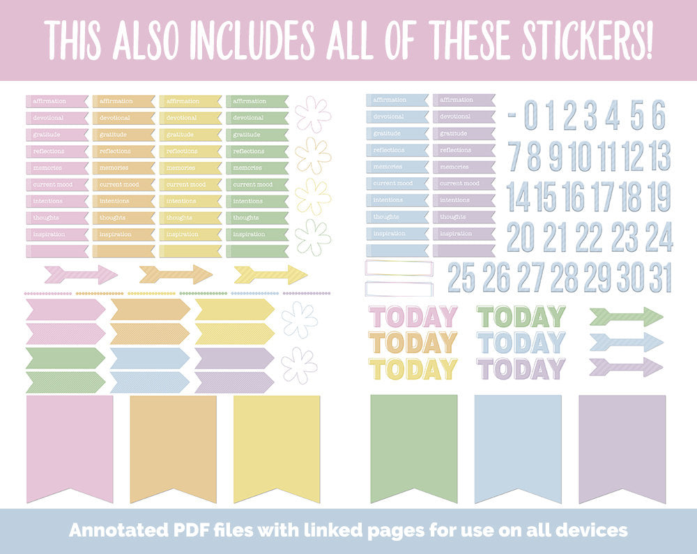 31 Day Digital Journal + Sticker Bundle | Happy Theme