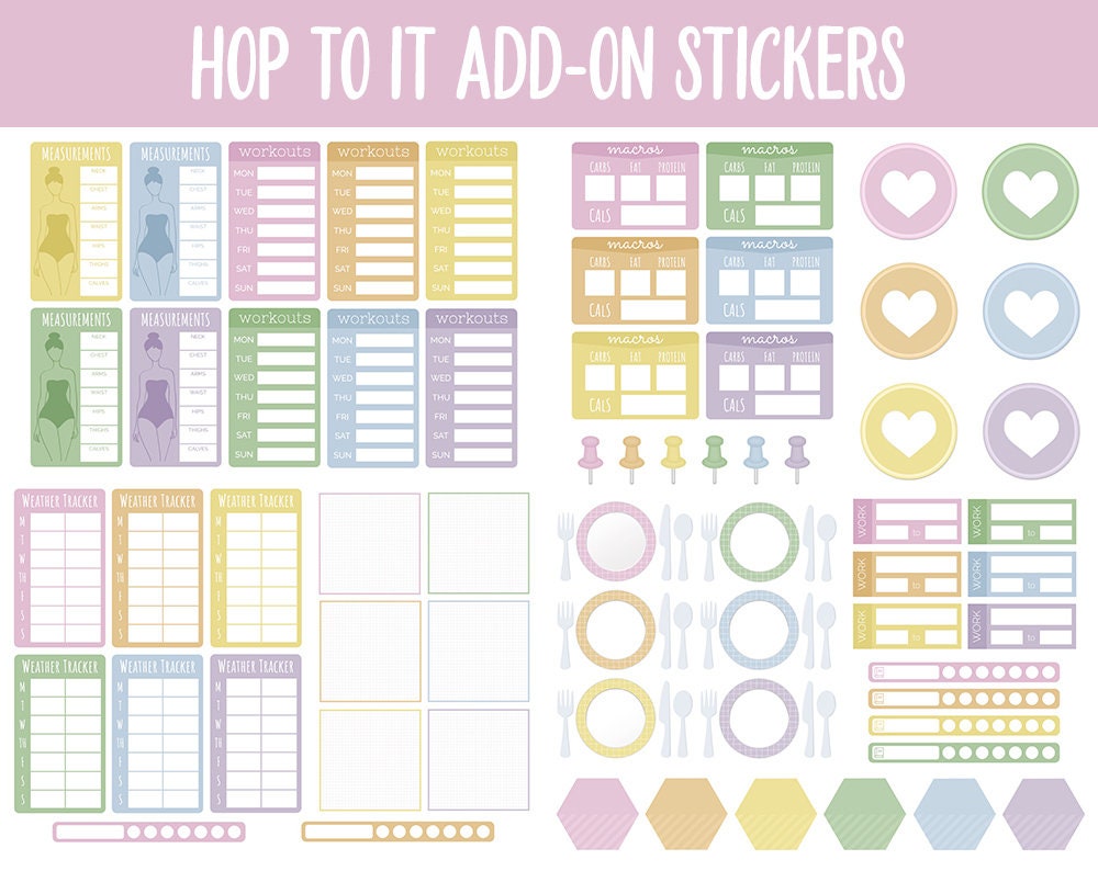 Hop to It Add-On Digital Stickers | GoodNotes & iPad | Trackers, Budget, Fitness, Health, Habits