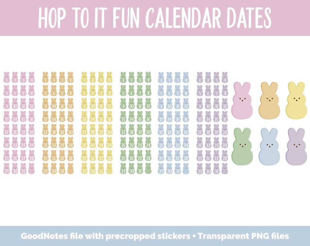 Hop to It Fun Calendar Date Digital Stickers | GoodNotes, iPad and Android