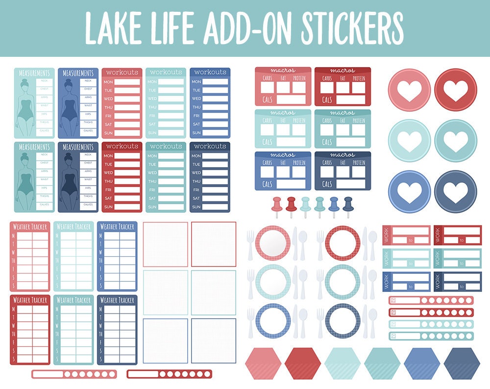 Lake Life Add-On Digital Stickers | GoodNotes & iPad | Trackers, Budget, Fitness, Health, Habits