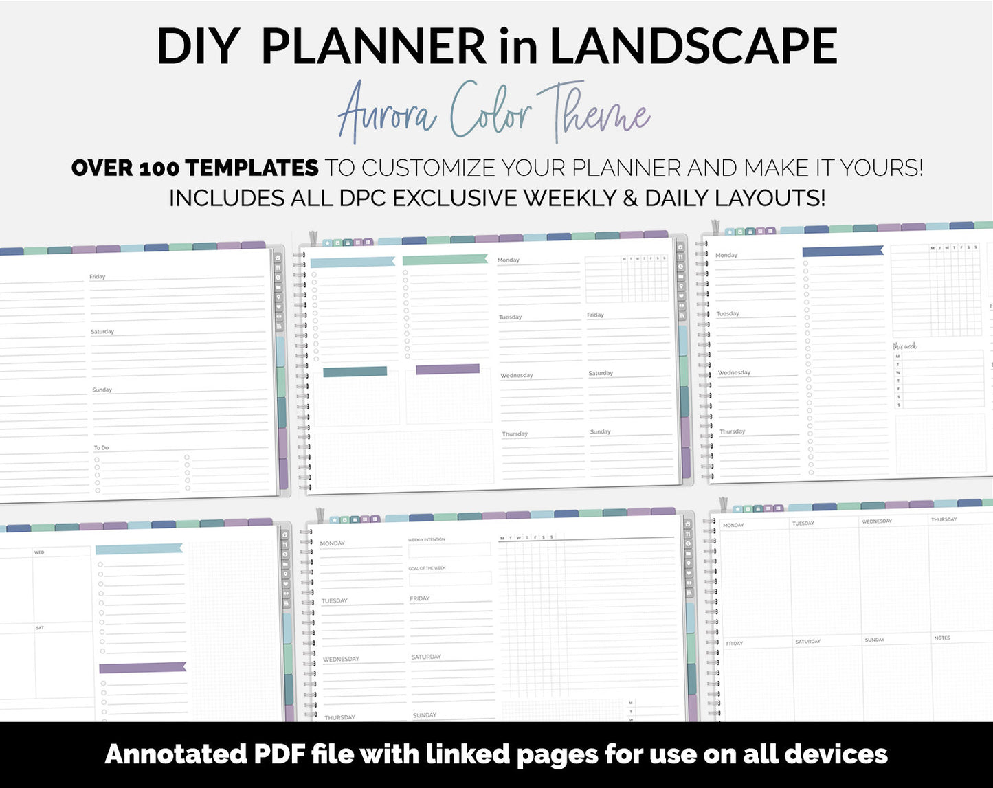 DIY Landscape Digital Planner | Aurora Theme | Goodnotes, iPad & Android