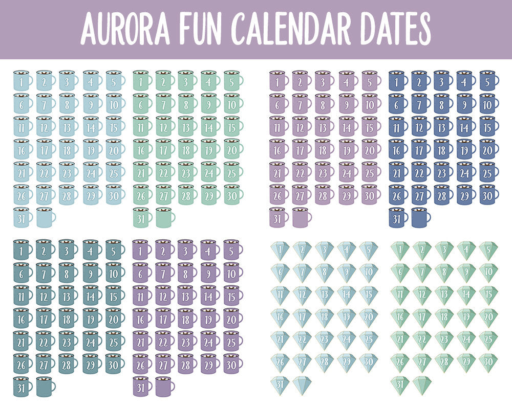 Aurora Fun Calendar Date Digital Stickers