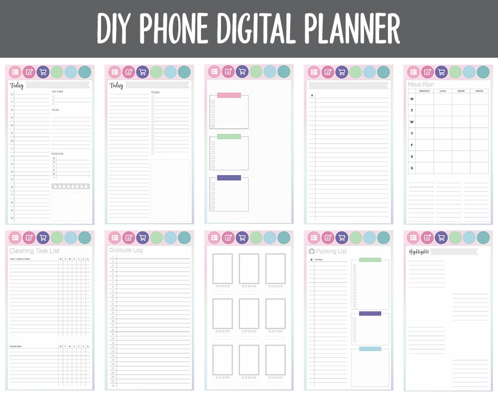 DIY Phone Digital Planner | Borealis Theme | Goodnotes, iPad & Android | Hobonichi, Planner, Notebook