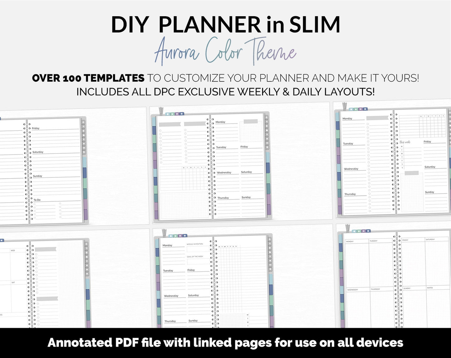 DIY Slim Digital Planner | Aurora Theme | GoodNotes, iPad & Android