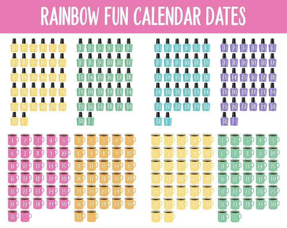 Rainbow Fun Calendar Date Digital Stickers | GoodNotes, iPad and Android