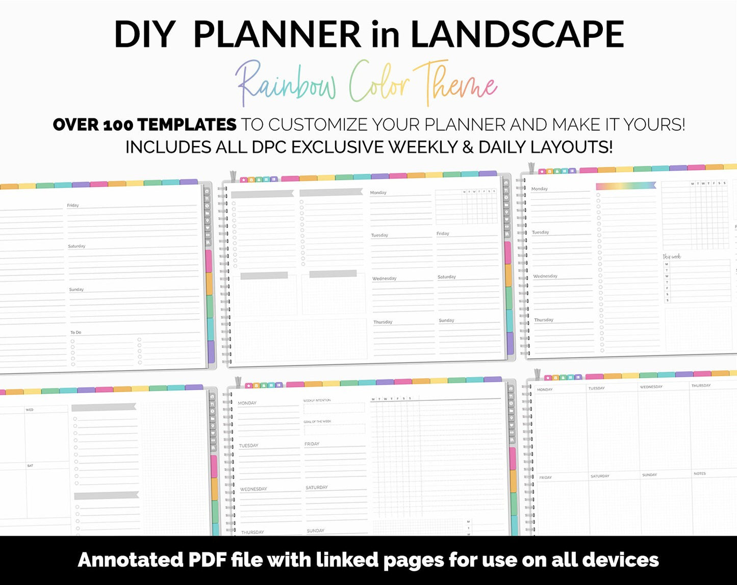 DIY Landscape Digital Planner | Rainbow Theme | Goodnotes, iPad & Android