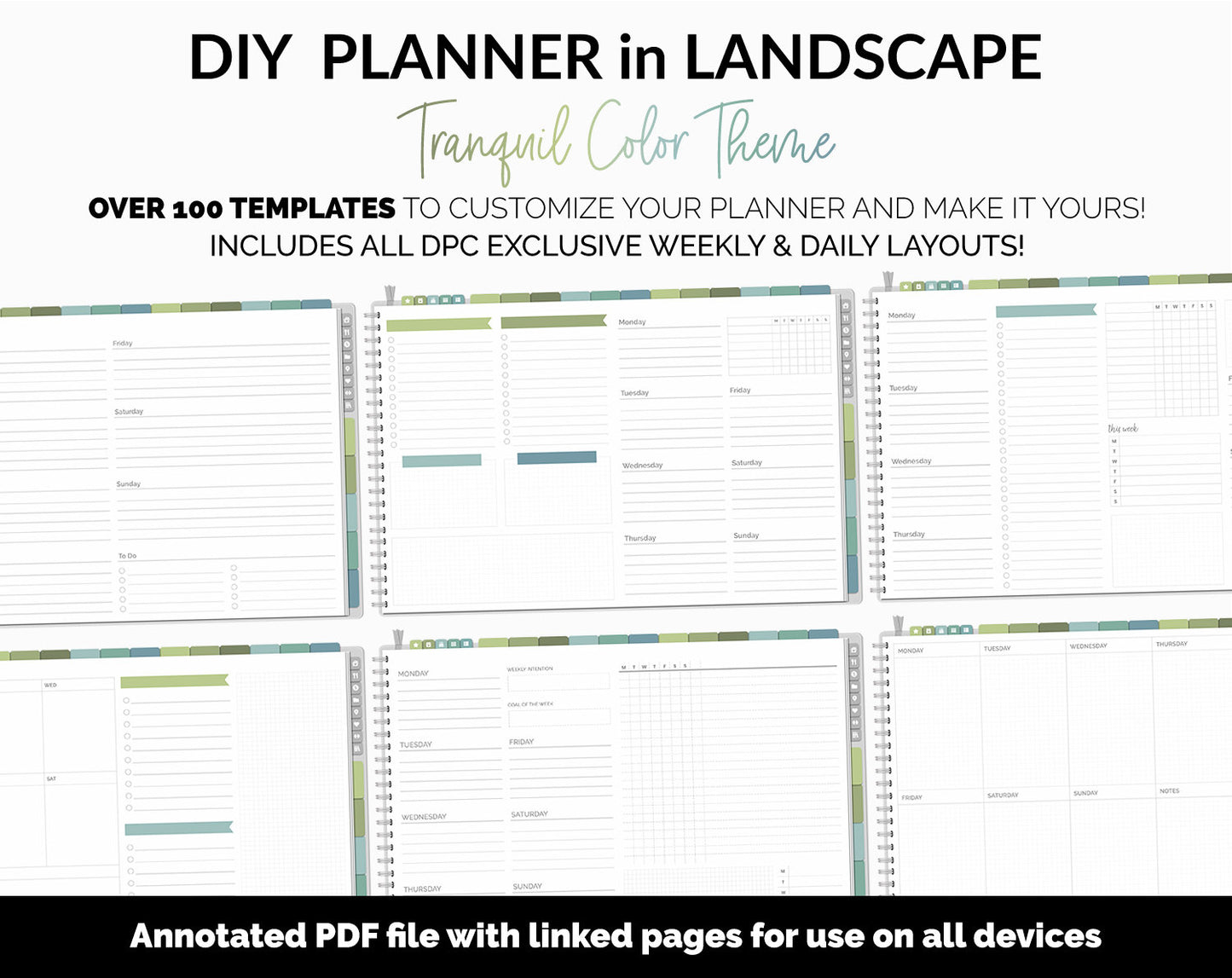 DIY Landscape Digital Planner | Tranquil Theme | Goodnotes, iPad & Android