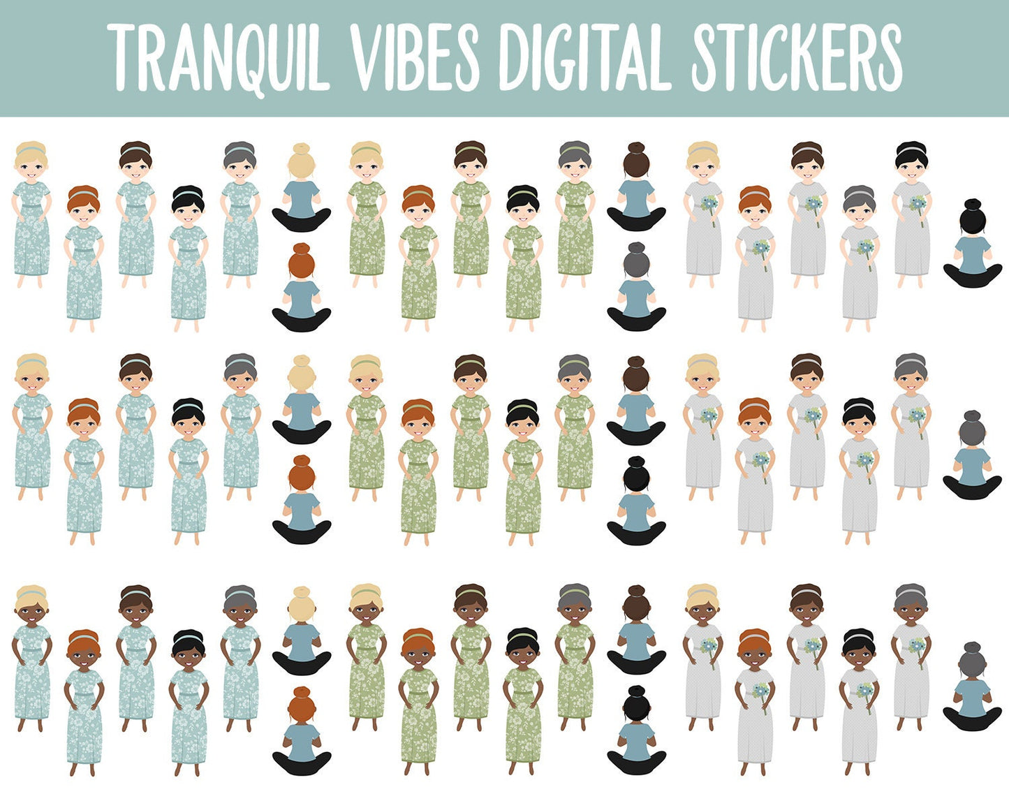 Tranquil Vibes Digital Planner Stickers | GoodNotes, iPad and Android | Tranquil Theme | Home, Spring, Zen, Planner Girls, Floral, Furniture