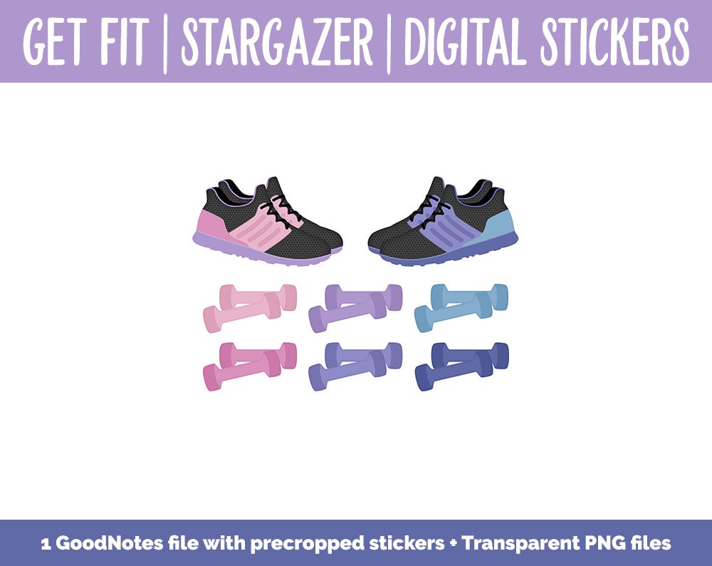 Get Fit Stargazer Digital Stickers | GoodNotes & iPad | Fitness, Health, Self-Care, Workout, Panda, Pixie