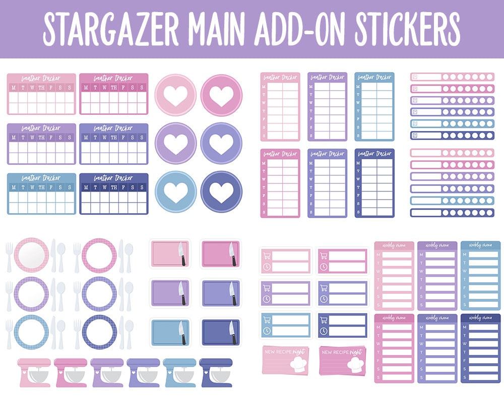 Stargazer Add-On Digital Stickers | GoodNotes & iPad | Trackers, Budget, Meal Planning, Health, Habits