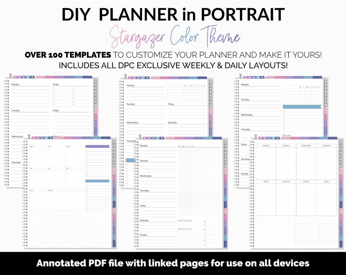 DIY Portrait Digital Planner | Stargazer Theme | Goodnotes, iPad & Android