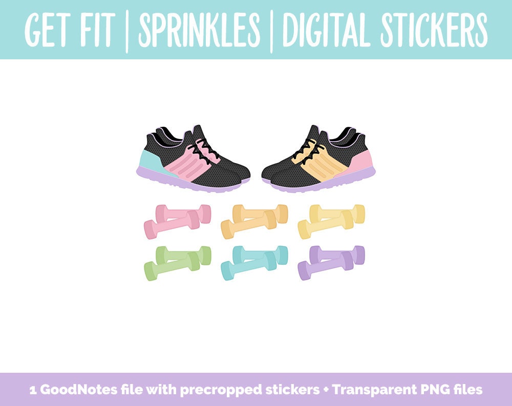 Get Fit Sprinkles Digital Stickers | GoodNotes & iPad | Fitness, Health, Self-Care, Workout, Sprinkles the Bear