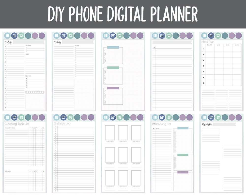 DIY Phone Digital Planner | Aurora Theme | Goodnotes, iPad & Android | Hobonichi, Planner, Notebook