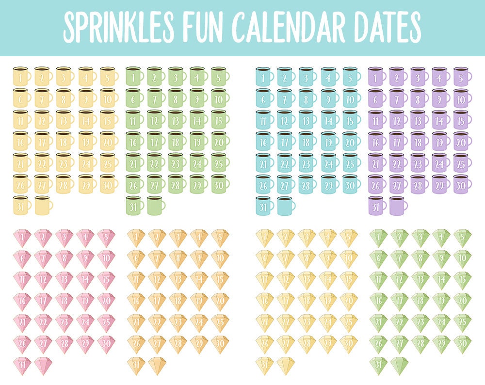 Sprinkles Fun Calendar Date Digital Stickers | GoodNotes, iPad and Android