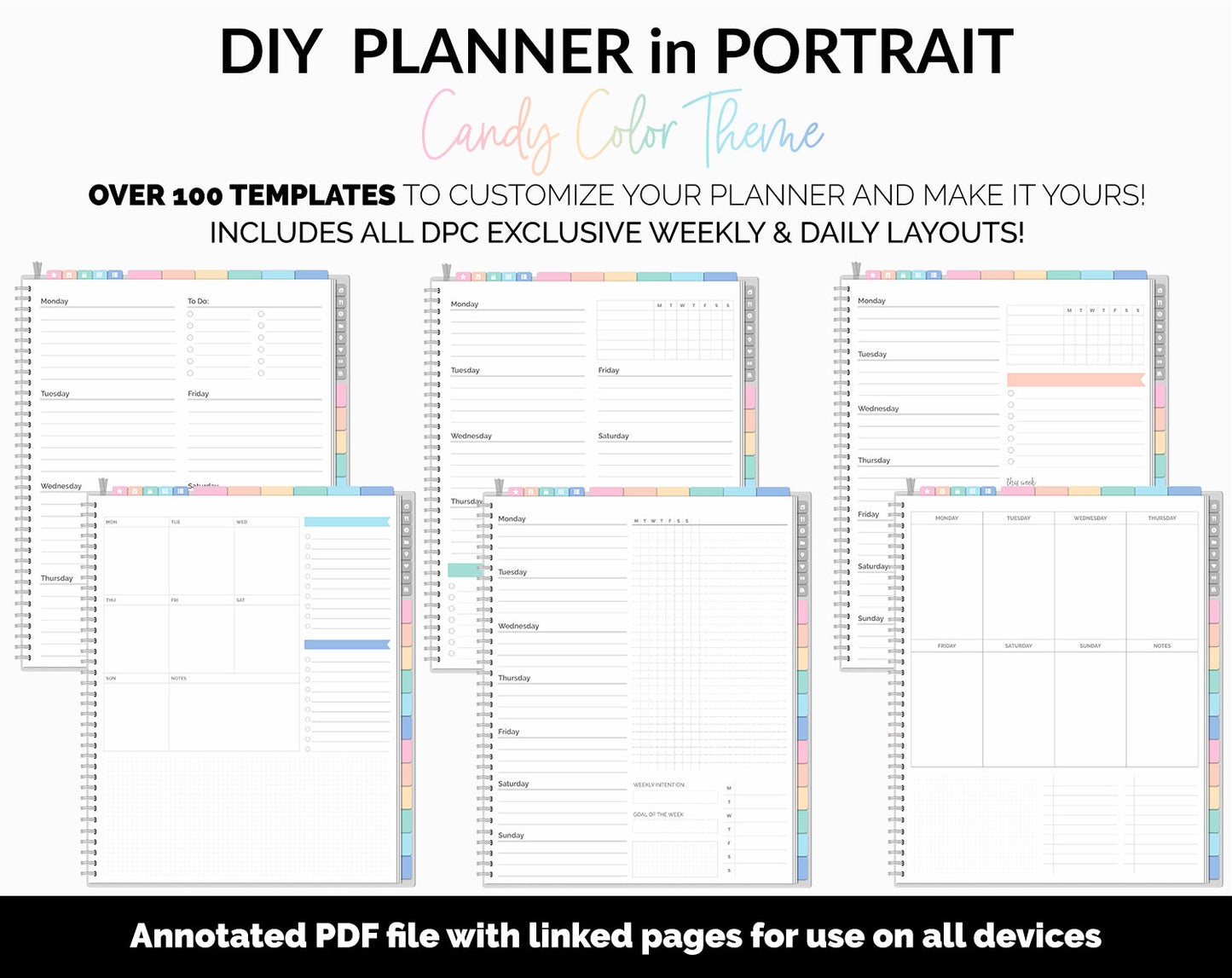 DIY Portrait Digital Planner | Candy Theme | Goodnotes, iPad & Android