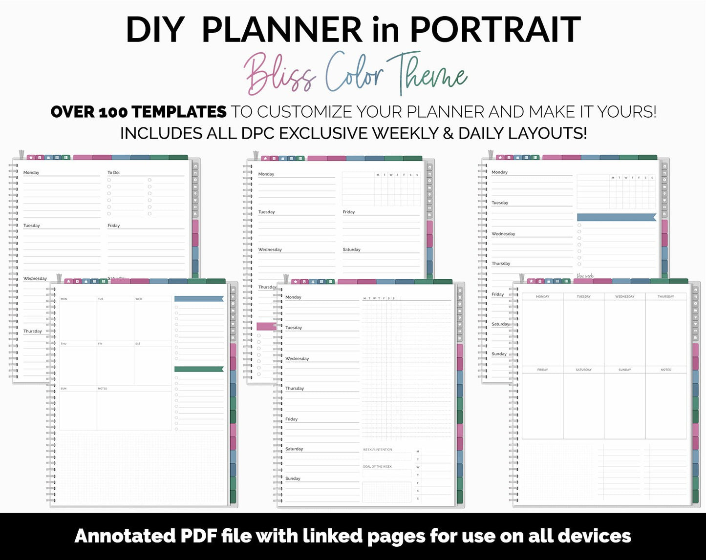 DIY Portrait Digital Planner | Bliss Theme | Goodnotes, iPad & Android