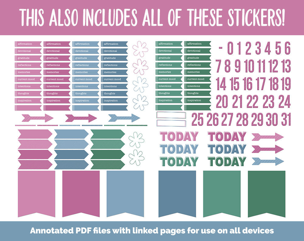 31 Day Digital Journal + Sticker Bundle | Bliss Theme