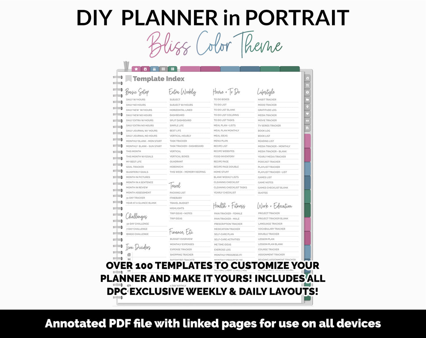 DIY Portrait Digital Planner | Bliss Theme | Goodnotes, iPad & Android