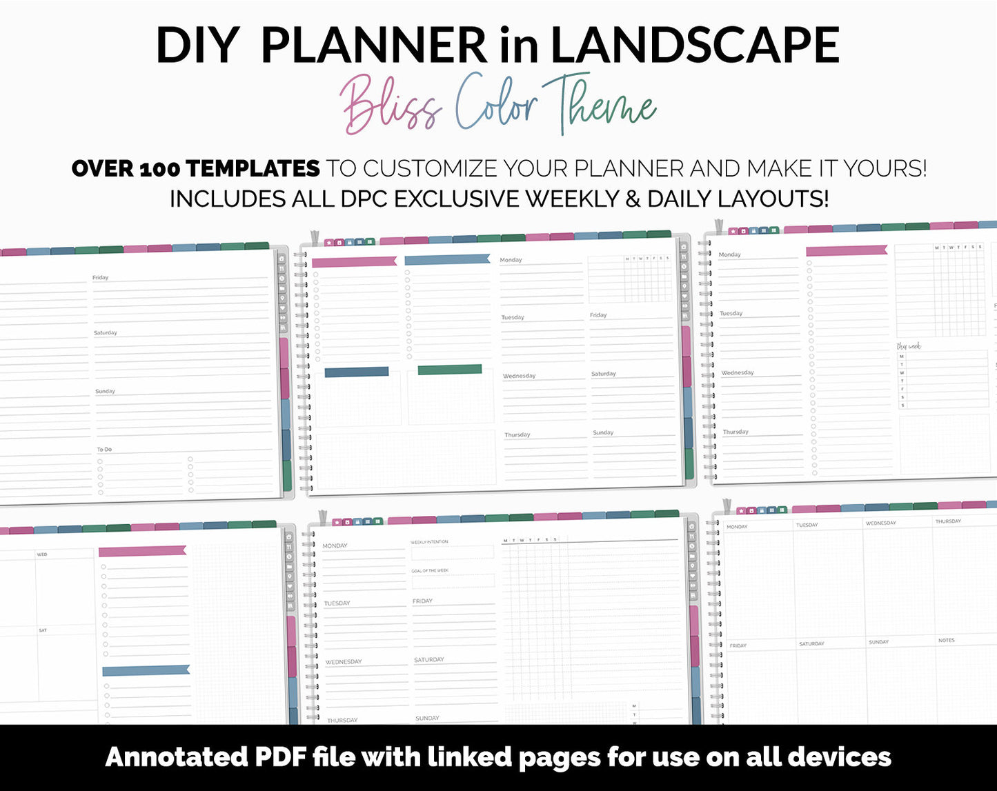 DIY Landscape Digital Planner | Bliss Theme | Goodnotes, iPad & Android | Notebook