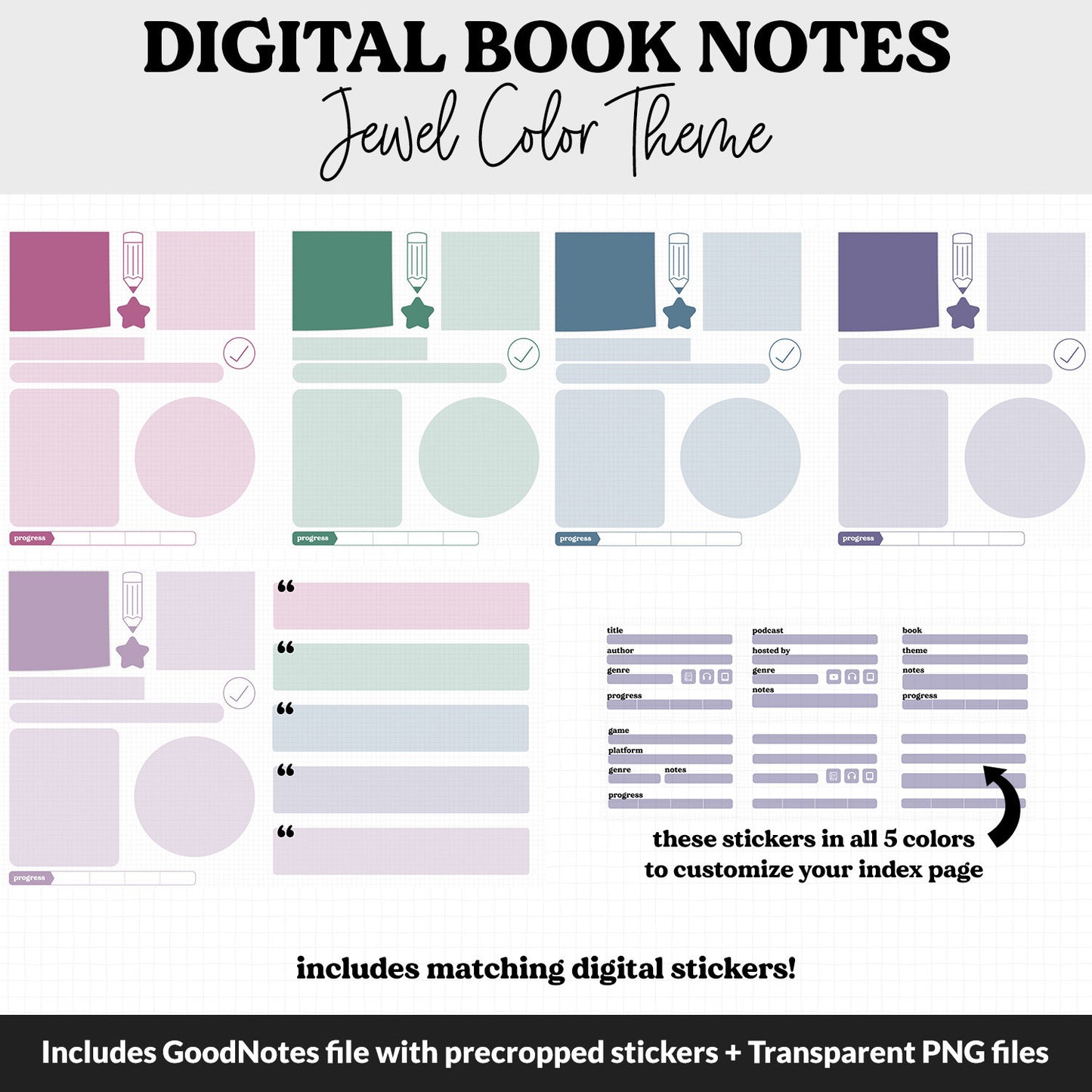 Digital Book Notes Journal Notebook | Jewel | GoodNotes, iPad & Android