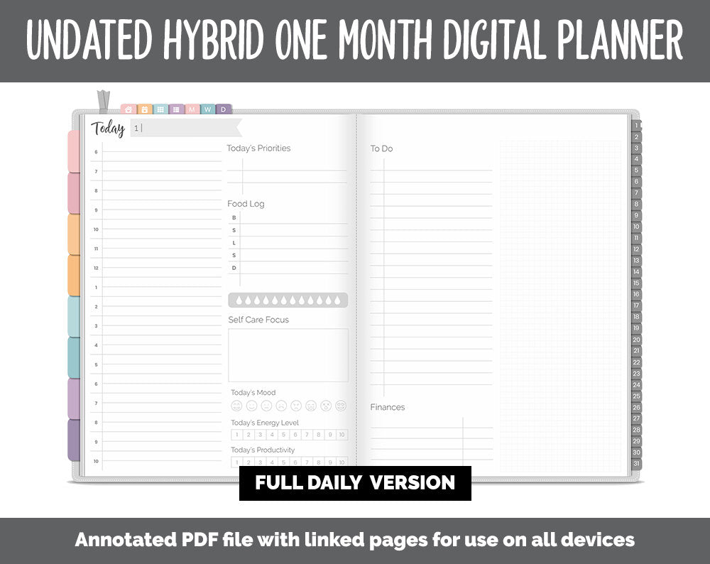 Undated Hybrid One Month Digital Planner | Twilight Theme | GoodNotes, iPad & Android