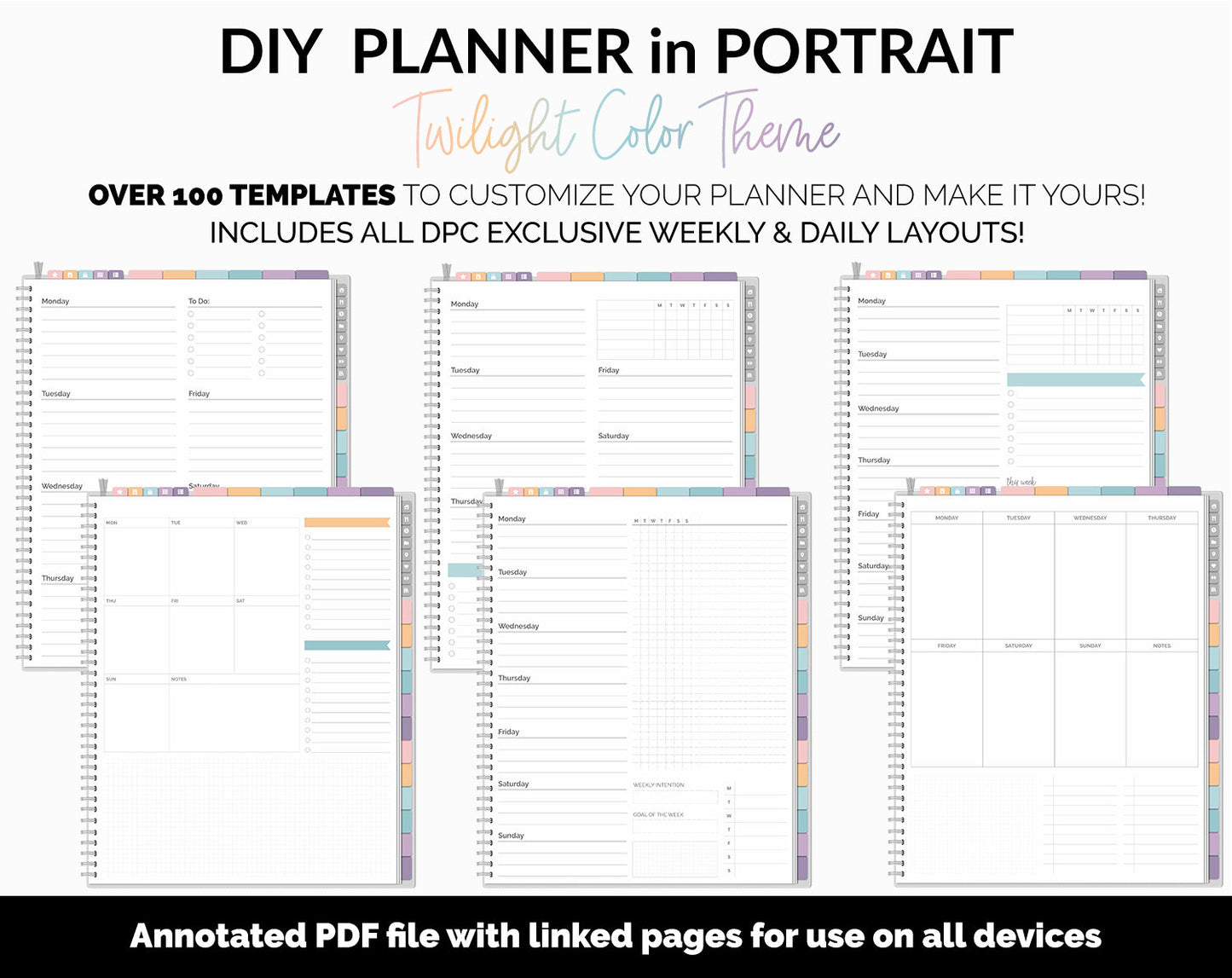 DIY Portrait Digital Planner | Twilight Theme | Goodnotes, iPad & Android