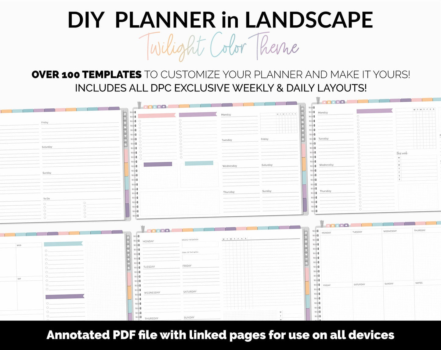 DIY Landscape Digital Planner | Twilight Theme | Goodnotes, iPad & Android | Notebook