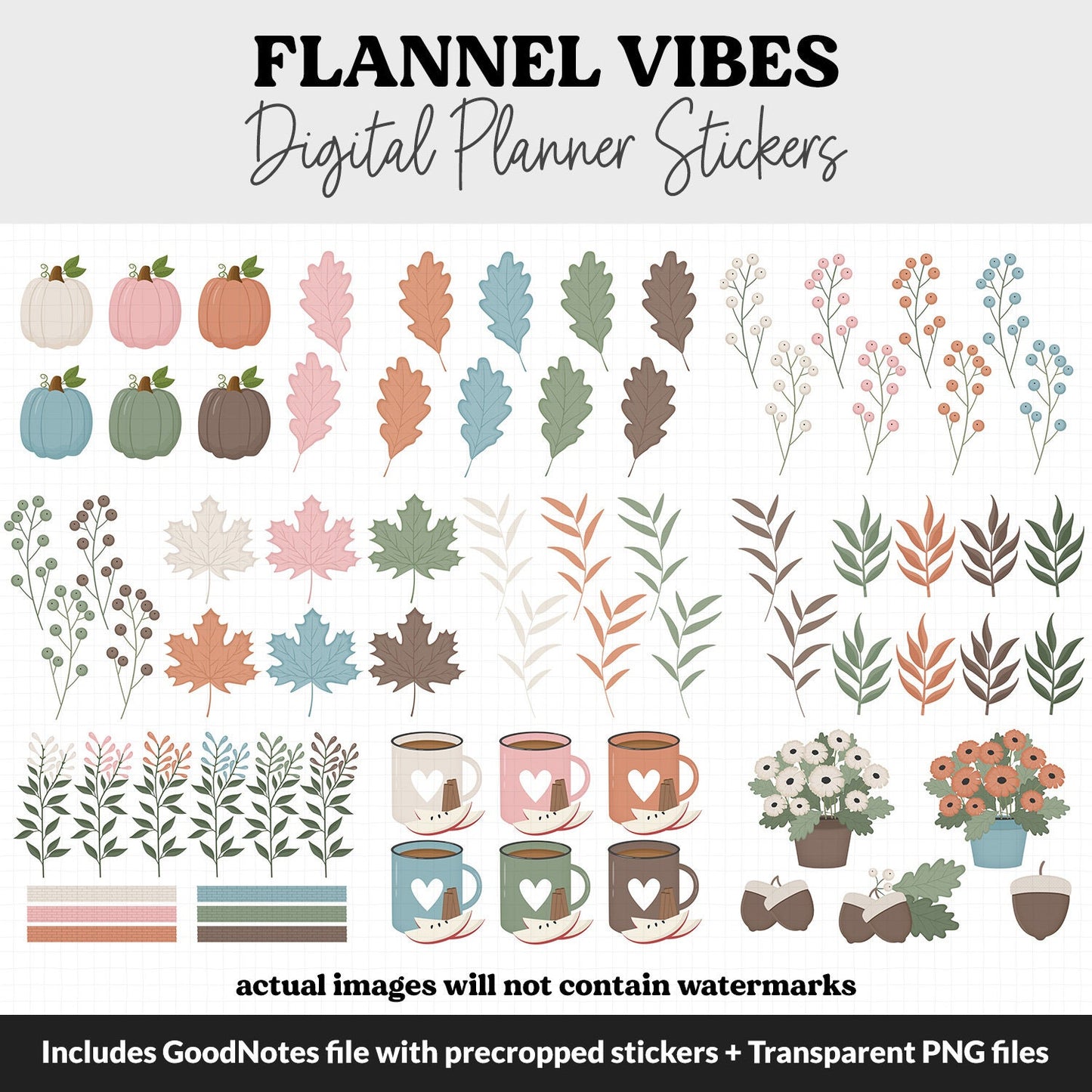 Flannel Vibes Digital Planner Stickers | GoodNotes, iPad and Android | November, Pumpkins, Fall, Planner Girls