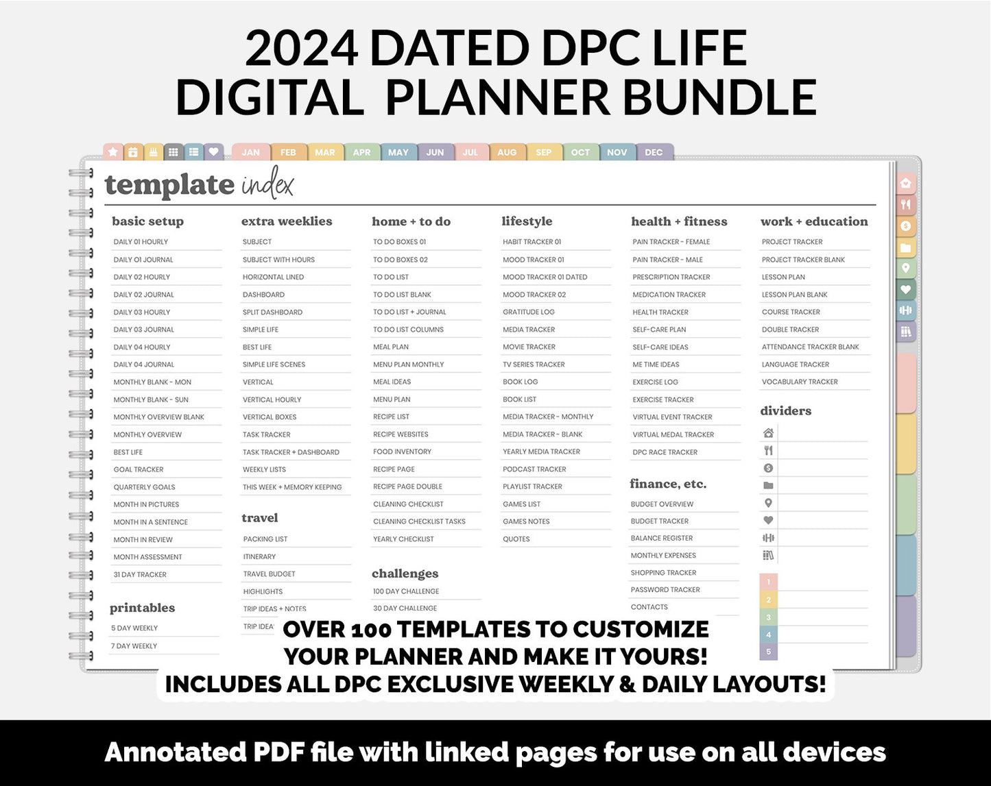 BUNDLE! 2024 Dated DPC Life Digital Planner | Boho | GoodNotes, iPad & Android | Landscape