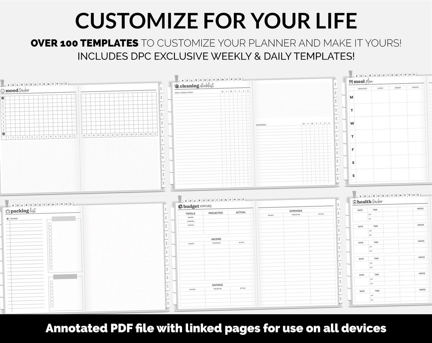 Undated DIY Hybrid Digital Planner | Whiteout | GoodNotes, iPad & Android