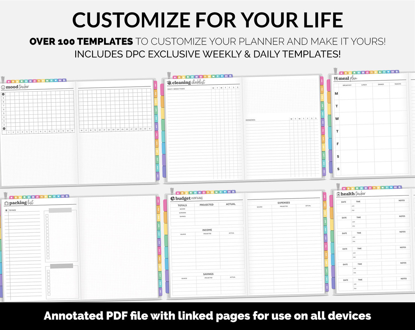 Undated DIY Hybrid Digital Planner | Rainbow | GoodNotes, iPad & Android