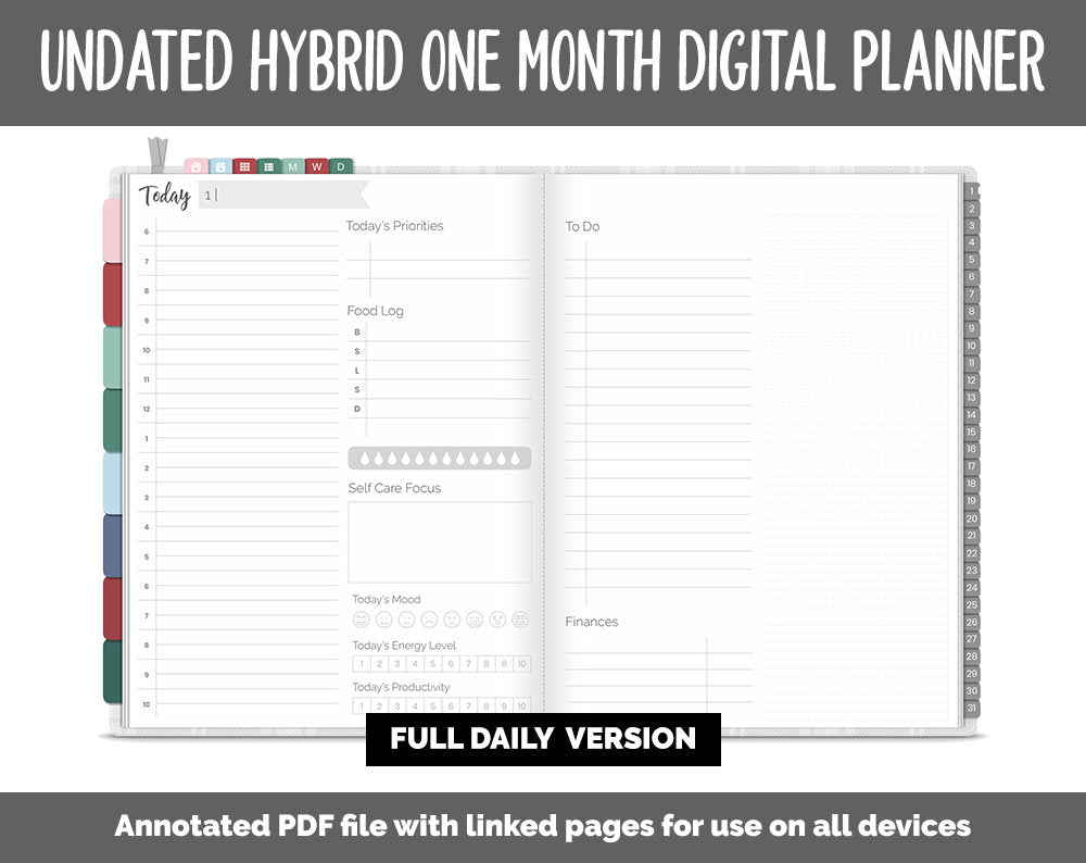 Undated Hybrid One Month Digital Planner | Merry Theme | GoodNotes, iPad & Android